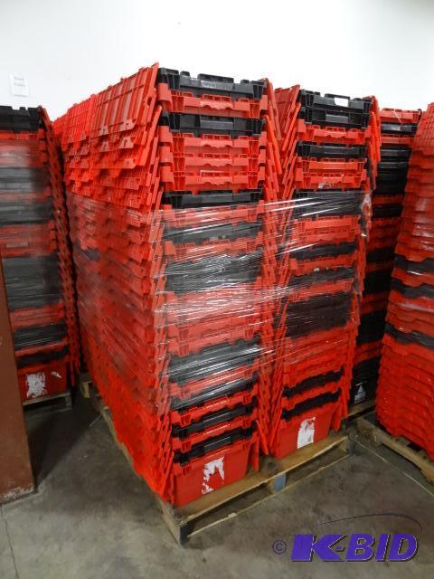 lot 66 image: 100 Plastic Totes. Stackable of Stows Inside ...