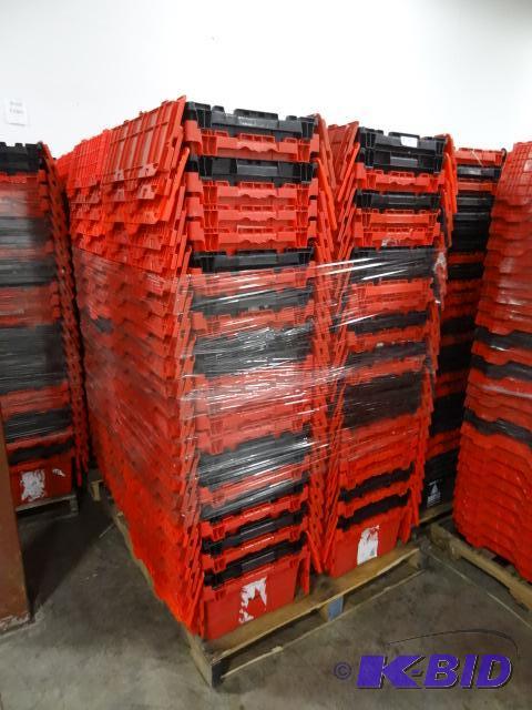 lot 67 image: 100 Plastic Totes. Stackable of Stows Inside ...