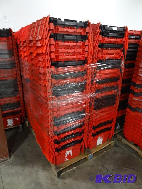 lot 68 image: 100 Plastic Totes. Stackable of Stows Inside ...