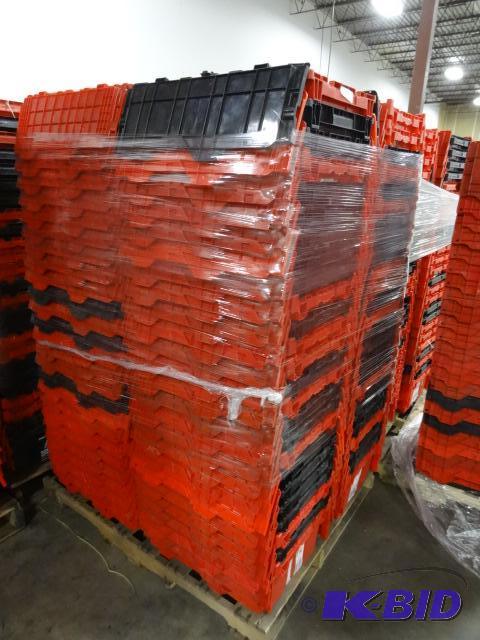 lot 69 image: 100 Plastic Totes. Stackable of Stows Inside ...