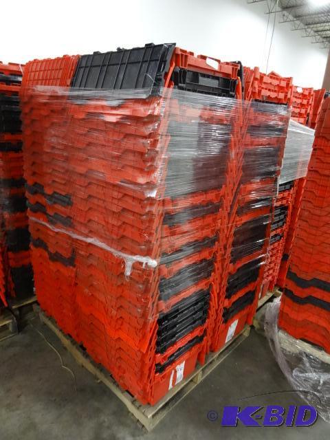 lot 71 image: 100 Plastic Totes. Stackable of Stows Inside ...