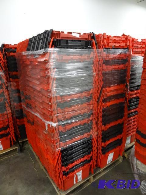 lot 80 image: 100 Plastic Totes. Stackable of Stows Inside ...