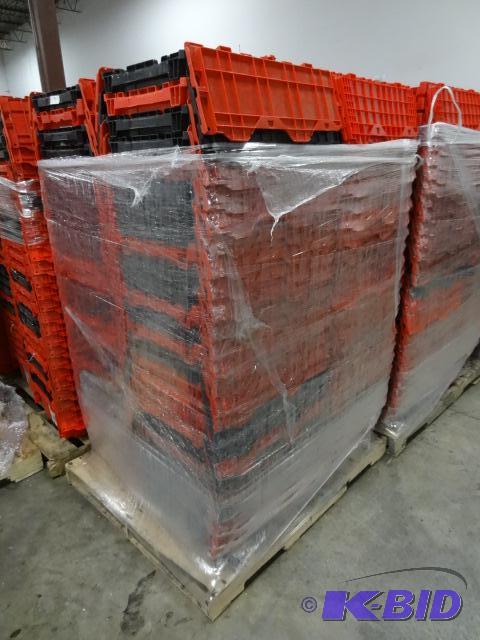 lot 81 image: 100 Plastic Totes. Stackable of Stows Inside ...