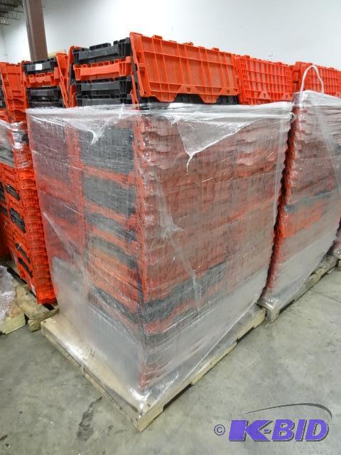 lot 82 image: 100 Plastic Totes. Stackable of Stows Inside ...