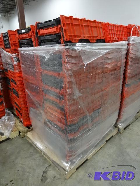 lot 83 image: 100 Plastic Totes. Stackable of Stows Inside ...