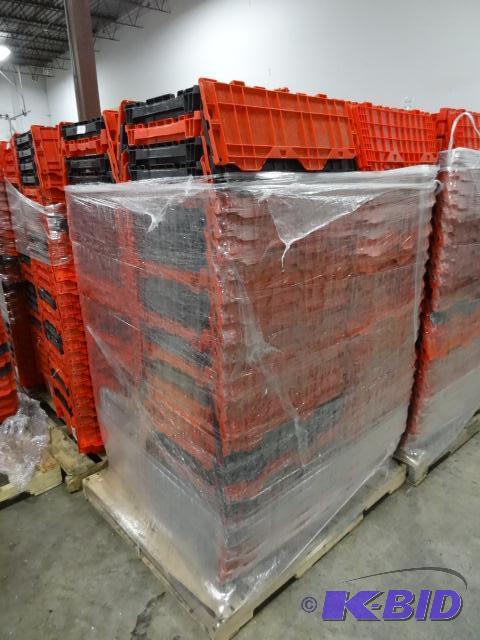lot 85 image: 100 Plastic Totes. Stackable of Stows Inside ...