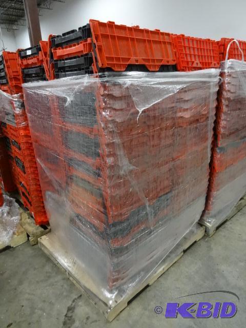 lot 87 image: 100 Plastic Totes. Stackable of Stows Inside ...