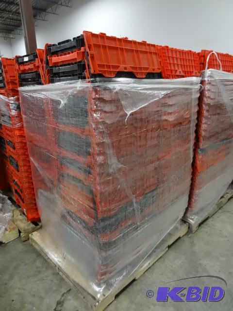 lot 89 image: 100 Plastic Totes. Stackable of Stows Inside ...