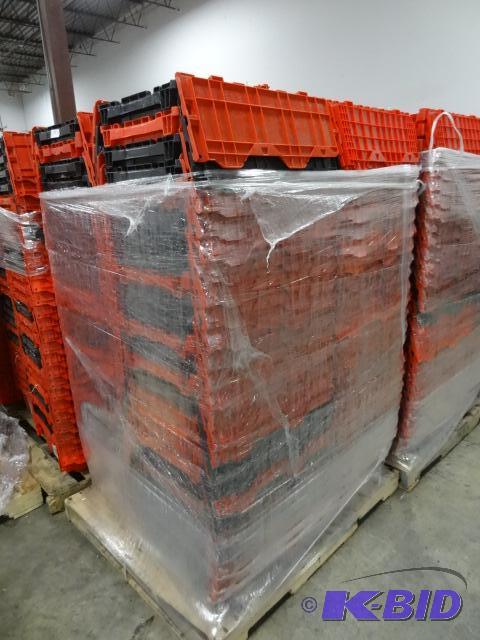 lot 91 image: 100 Plastic Totes. Stackable of Stows Inside ...