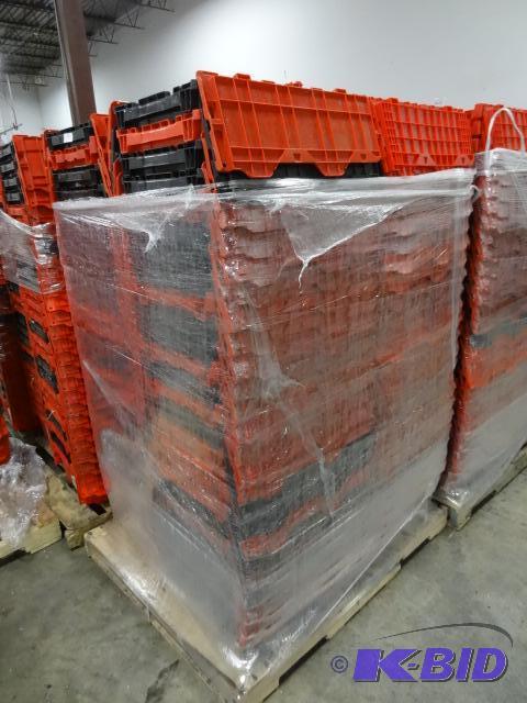 lot 95 image: 100 Plastic Totes. Stackable of Stows Inside ...