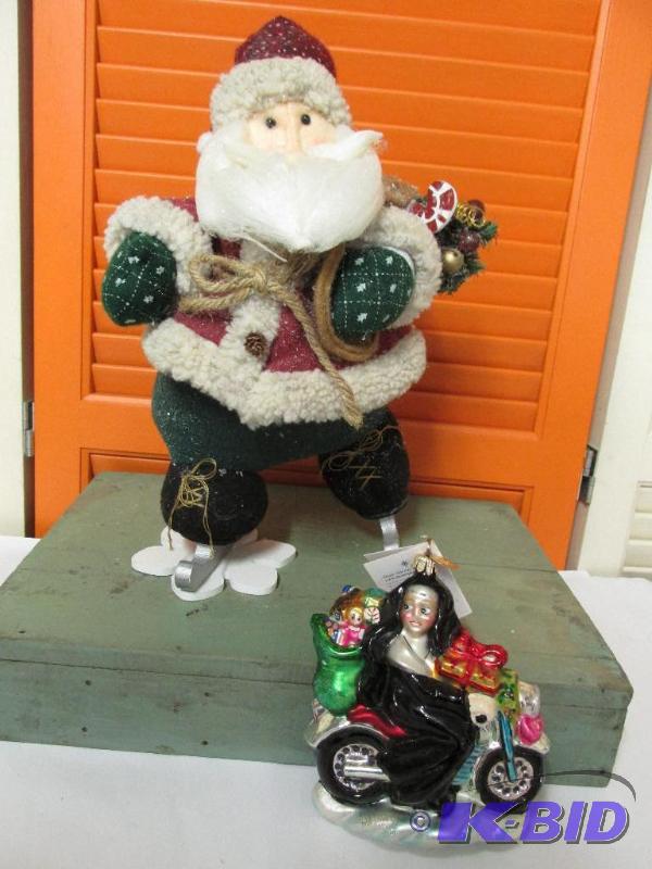 Santa Skating on a Snow Flake and a Christopher Radko Glass Ornament