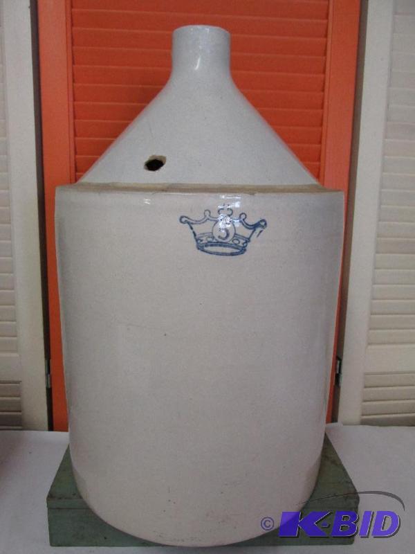 Large 5 Gallon Crown Crock - Handled Jug with a hole near the top (this one was actually used)