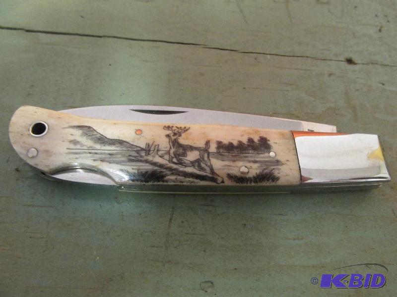 Lockback Scrimshaw Pocket Knife