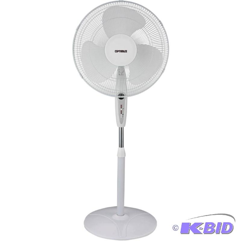 OPTIMUS F-1672WH Oscillating Stand Fan with Remote, 16-Inch, White