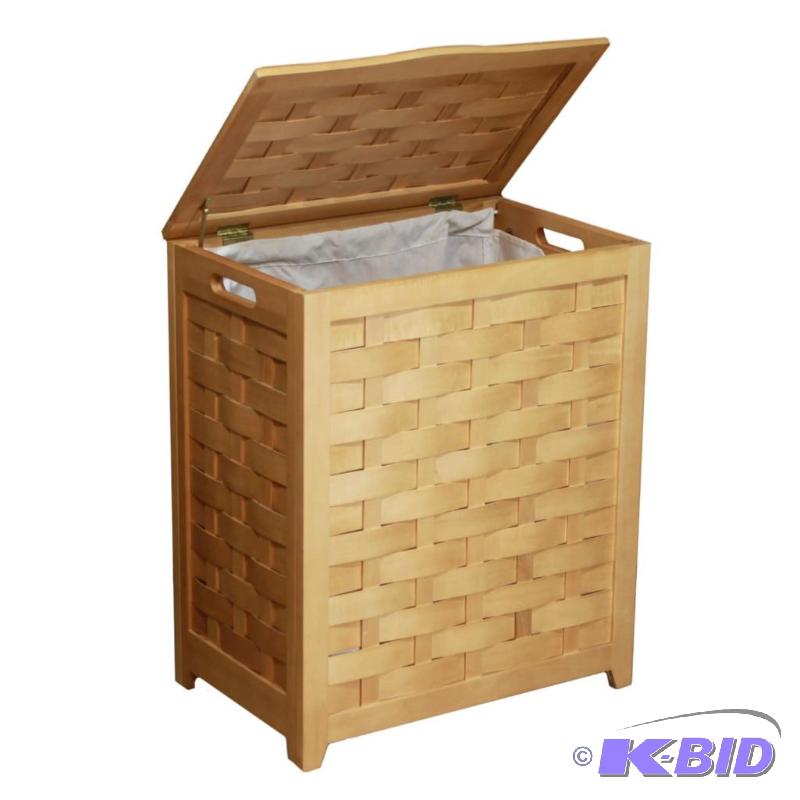 Oceanstar RHV0103N Rectangular Veneer Laundry Wood Hamper with, Natural Finished