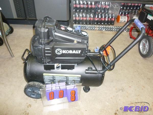 lot 8 image: Kobalt 8 gallon 1.8 hp air compressor. 150 ma...