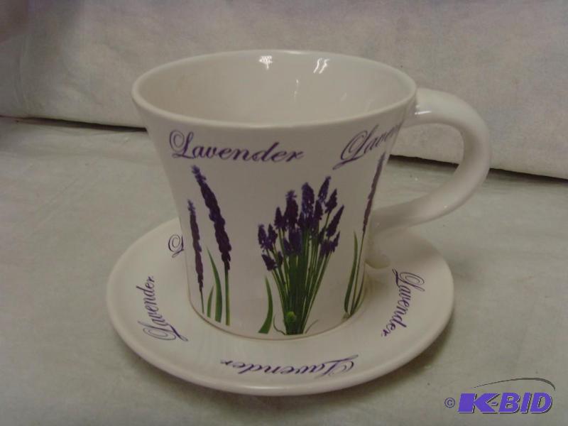 lot 168 image: Lavender Tea Cup & Saucer Planter