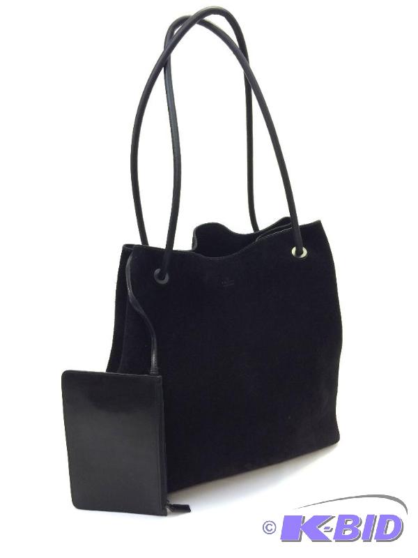 lot 4 image: Genuine Gucci Sued Black Purse with Coin Bag
