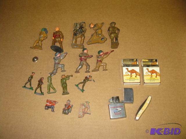 toy soldiers, lighters, and a packet knife...