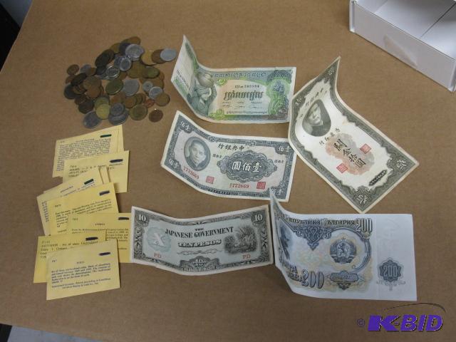 Foreign coins and bills...