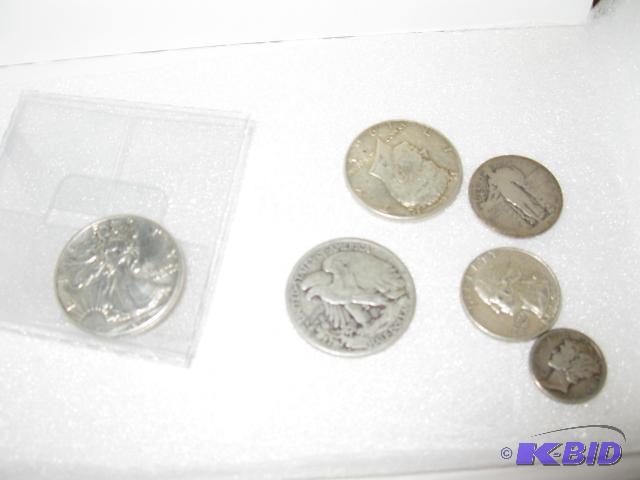 Silver dollars, quarter, dime...