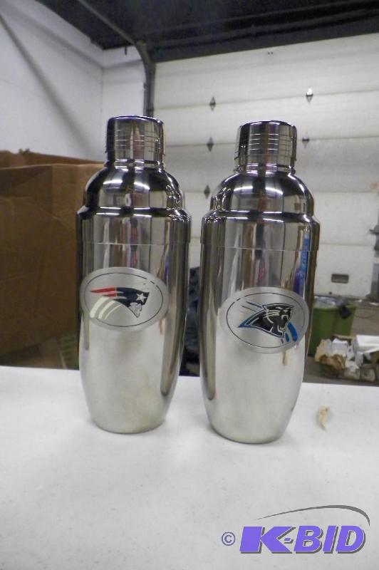 Approx. 100 Stainless Steel NFL Cocktail Shakers- Boxes got wet but did not affect the shakers.