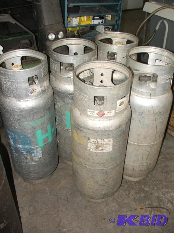 Five aluminum 44lb forklift propane tanks...