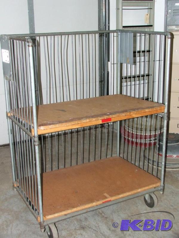 rolling bin with wooden shelves 42&quotx26&q...