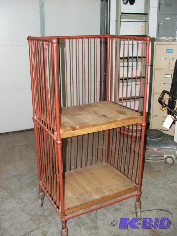 rolling bin with wooden shelves 21&quotx27&q...