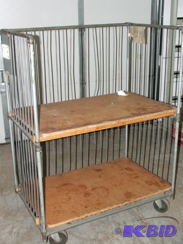 rolling bin with wooden shelves 42&quotx26&q...