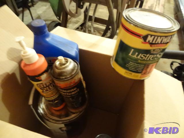 lot 153 image: Misc Paint. Stain. Silicone Lubricant, Mobil ...