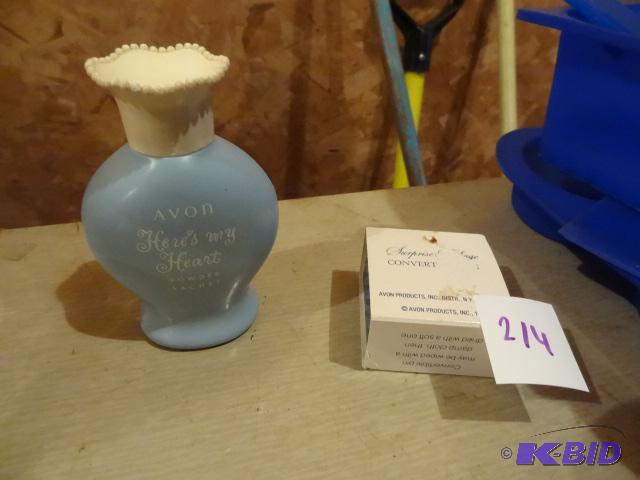 lot 214 image: Avon Powder Sachet. Avon Convertible Pin...