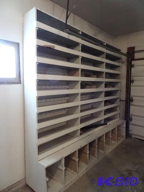lot 243 image: Wood Parts Rack. Came from a Implement Dealer...