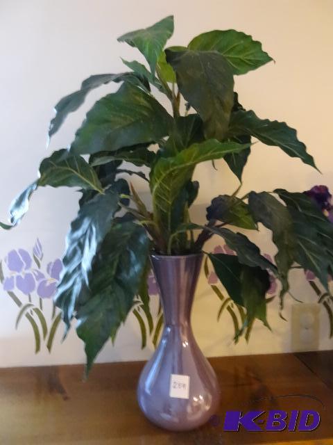 lot 259 image: Ceramic Vase with Artificial Plant...