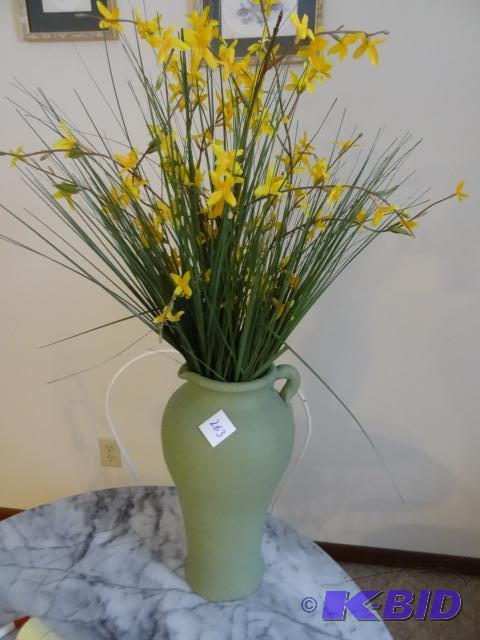 lot 263 image: Pottery Vase with Artificial Flowers...