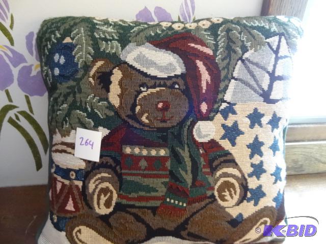 lot 264 image: Christmas Bear Throw Pillow...