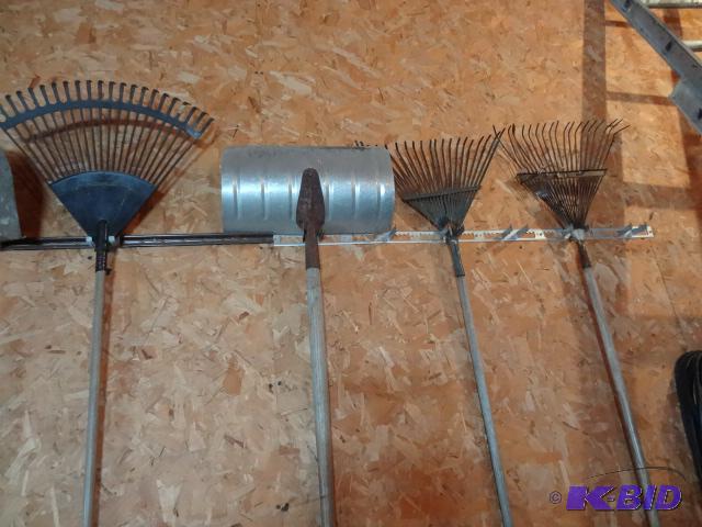 lot 8 image: 3 lawn Rakes, Snow Shovel...