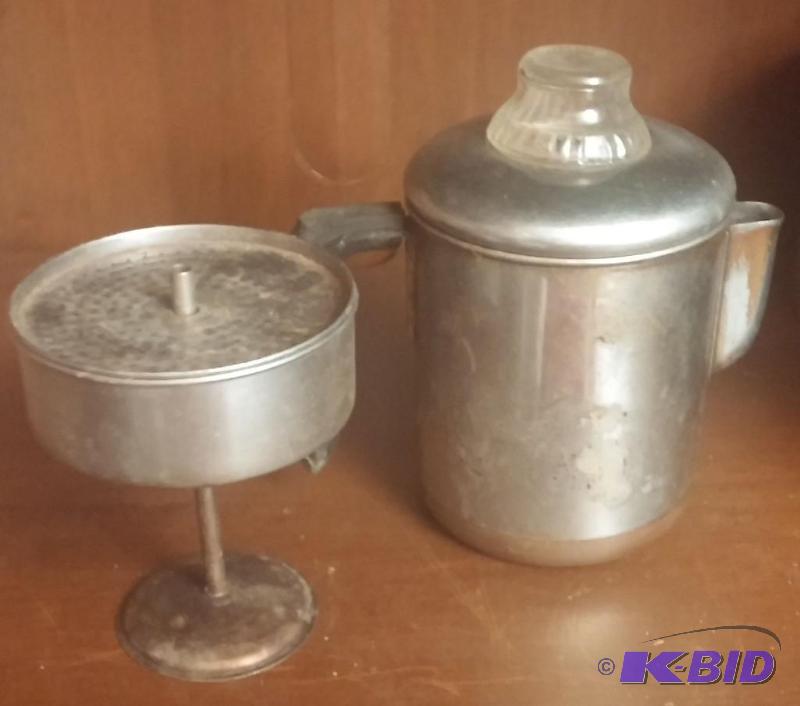 Copper Bottom Vintage metal coffee pot with g...