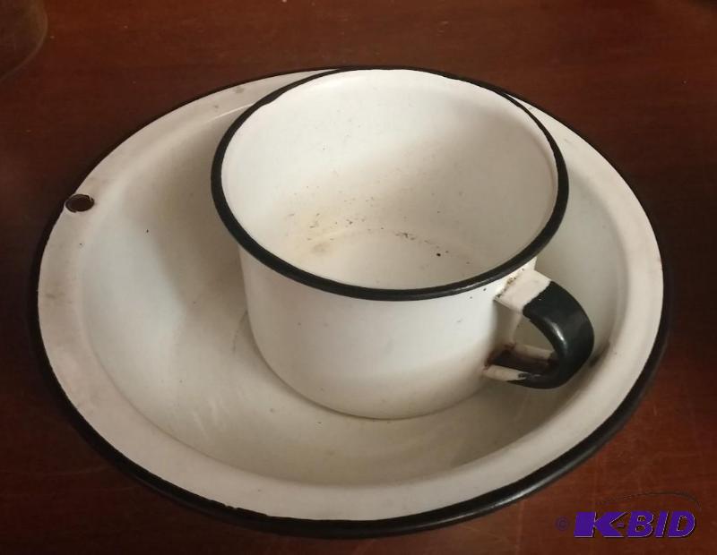 Vintage metal coffee cup and bowl...metal wit...