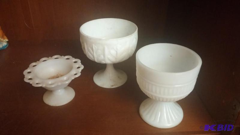 Lot of 3 Milk Glass vases...