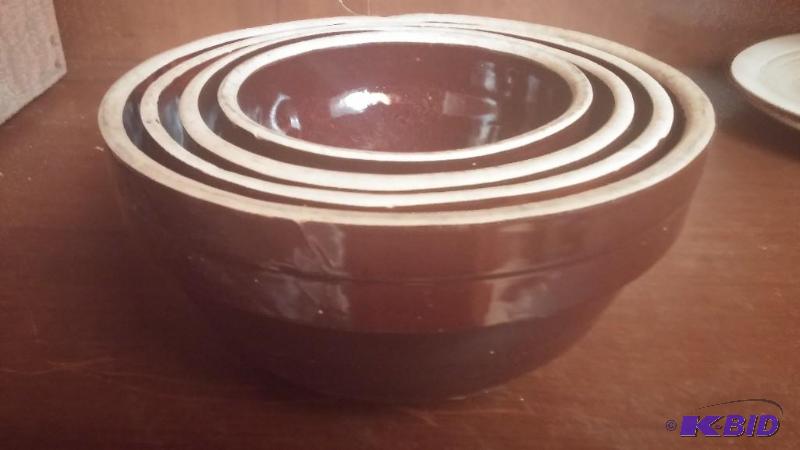 Vintage Complete Set of USA 3 brown stoneware...