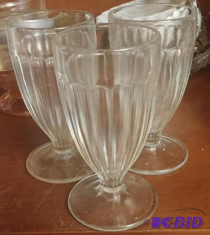 3 Vintage glass ice cream dishes...