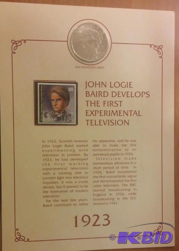 1923 S Peace Dollar on John Logie Baird Card...