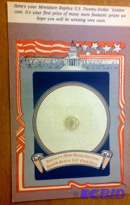 Miniature Replica US Twenty Dollar Gold Piece...