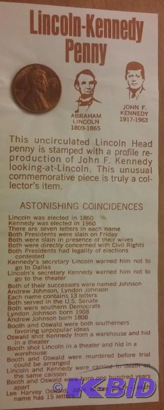 Lincoln- Kennedy Penny with Fact Sheet Variou...