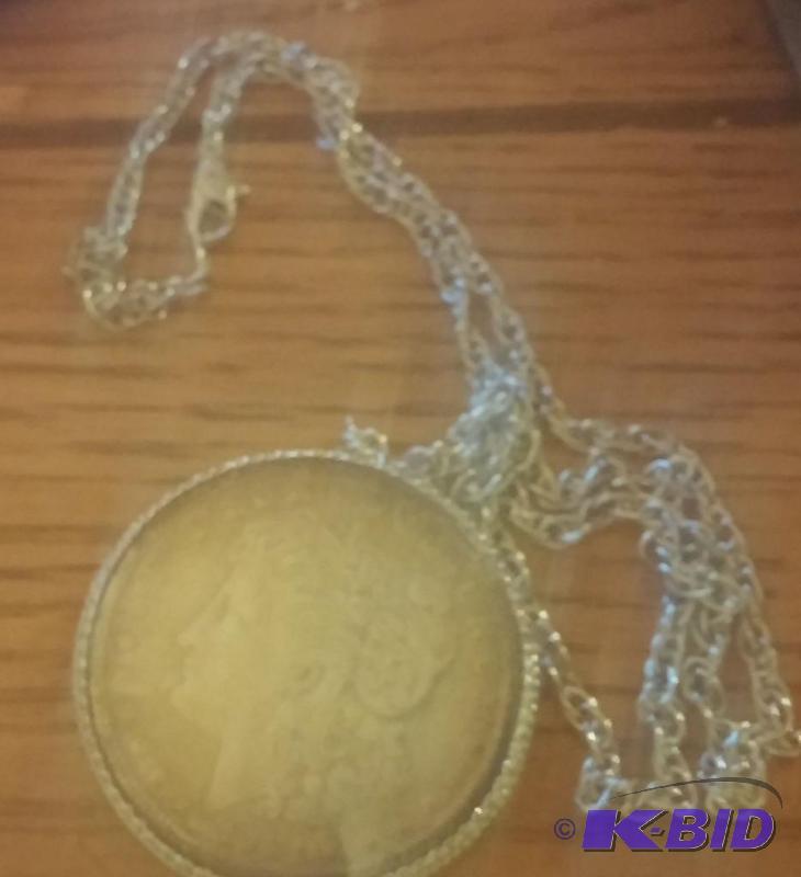 Silver Dollar All Silver with Necklace and Pi...