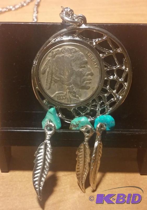 Ladies Necklace Native American Buffalo Nicke...
