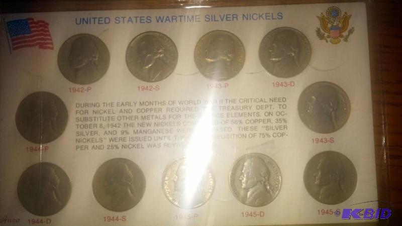 Complete War Time Silver Nickel Set 11 Nickel...