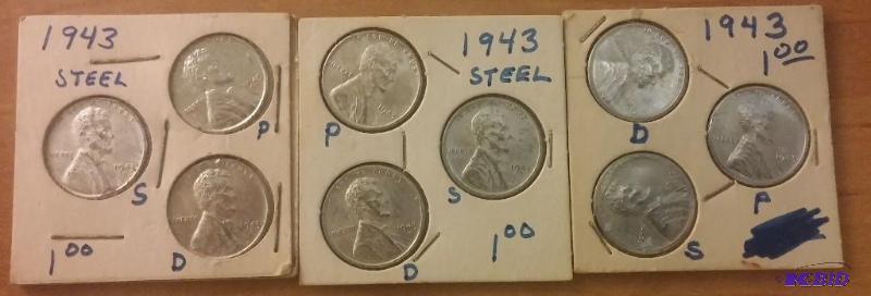1943 War Time Steel Penny Set Uncirculated...
