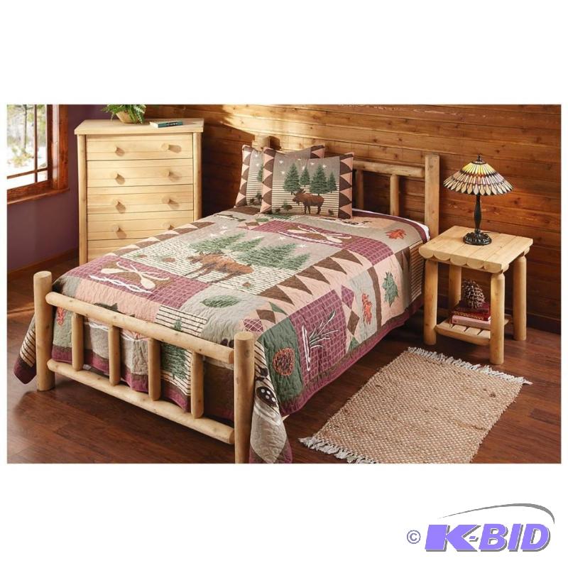lot 37 image: Twin Cedar Log Bed, white cedar logs, hand sa...